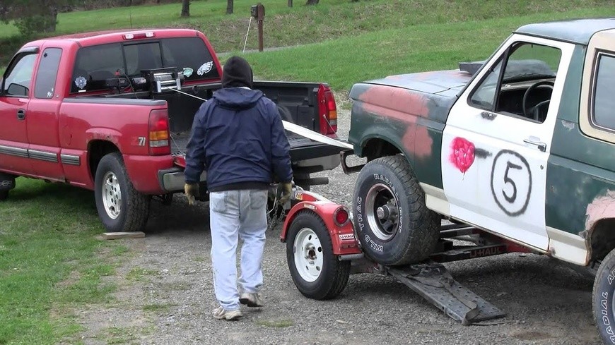 auto transport loading with a winch