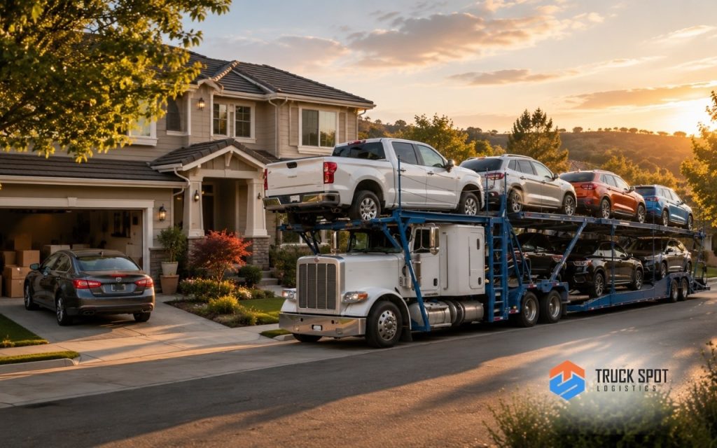 TSL Illustrations for Blog Articles - 60 Vehicle successfully delivered to a homeowner after relocating for a new job.