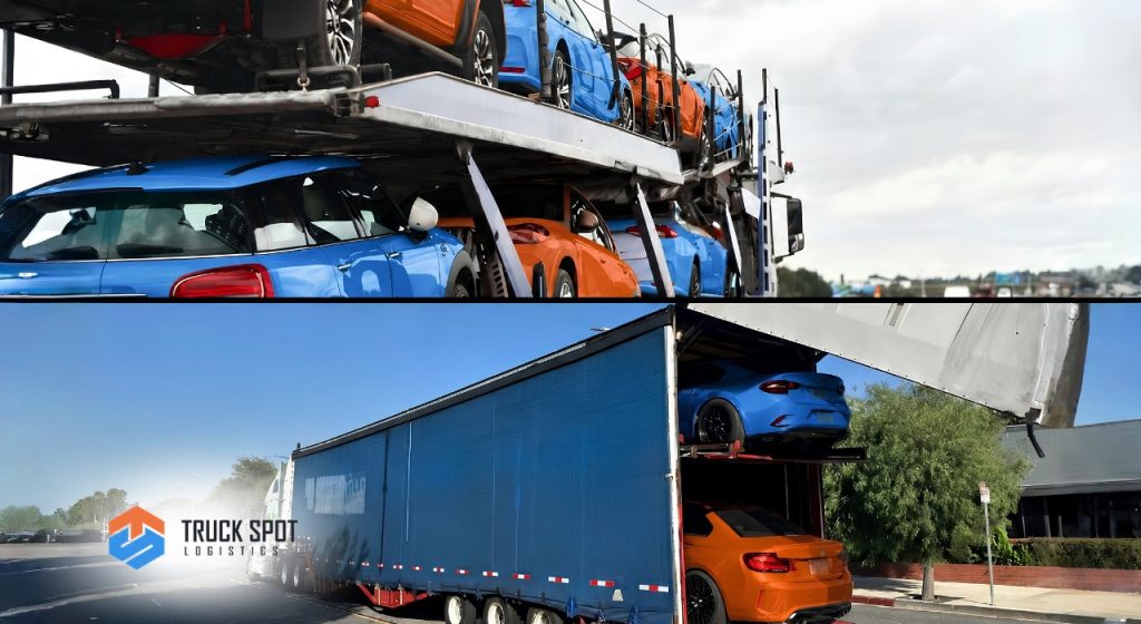 TSL Illustrations for Blog Articles - 99 Comparison of open and enclosed vehicle transport.